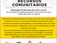 Flyer of community event at St. Francis Catholic Church in Spanish