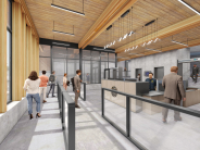 Rendering of new courthouse entrance
