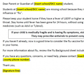 Sample parent letter for school or childcare facility flu outbreak Sample parent letter for school or childcare facility flu outbreak