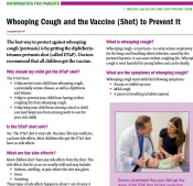 Whooping cough information for parents