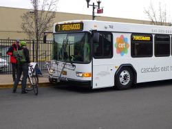 Low floor bus with bike