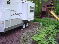 RV parked in yard