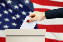 Ballot box hand voting flag photo