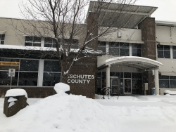 Deschutes Service Building in snow