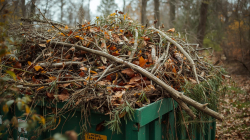 Fire fuel debris in trash bin