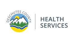Deschutes County Health Services logo with sun setting on snowcapped mountains