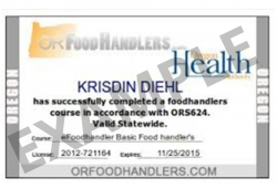 Food Handler Certification Card
