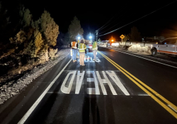 This week’s photo shows pavement legend installation on Rickard Road.