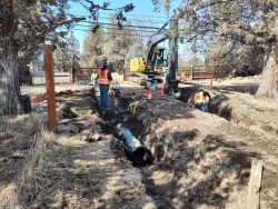 irrigation work occurring on Hunnell Rd.