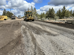 aggregate base placement occurring on Hunnell Rd.