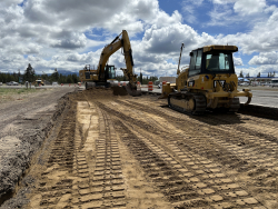 This week’s photo shows roadway reconstruction work occurring on Rosland Rd.