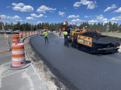 asphalt paving work occurring on Rosland Rd. 