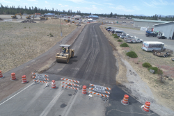 aggregate base placement occurring on Rosland Rd in La Pine.