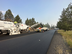 pavement removal work occurring on Old Bend-Redmond Hwy.