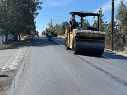 asphalt paving work occurring on Dickey Rd.