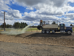 installation of permanent seeding occurring at the Deschutes Mkt Rd/Hamehook Rd roundabout