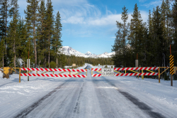 This week's photo shows the closed snow gate at Dutchman Flat  ﻿on the Cascade Lakes Highway.