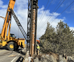 This week’s photo shows pile driving work occurring at the Smith Rock Way Bridge