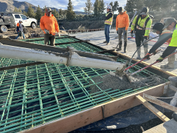 This week’s photo shows concrete placement work occurring at the Smith Rock Way Bridge.
