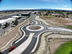 Completed roundabout at Powell Butte Hwy and Butler Market Rd_ Sept. 2024