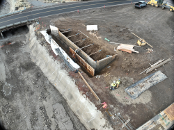 Crews doing bridge foundation work at Hamehook Rd. bridge, January 2025