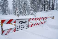 Cascade Lakes Hwy closed for winter, photo taken Nov. 2024