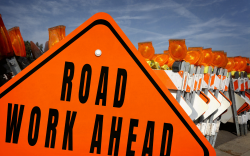 Road work ahead sign
