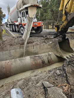 Backfill work at Wilcox Ave Bridges, April 2025