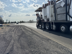 Roadway striping on Powell Butte Highway, June 2025