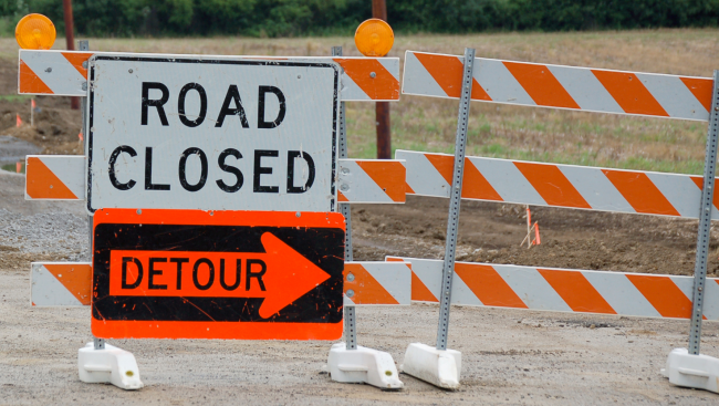 Road closure with detour
