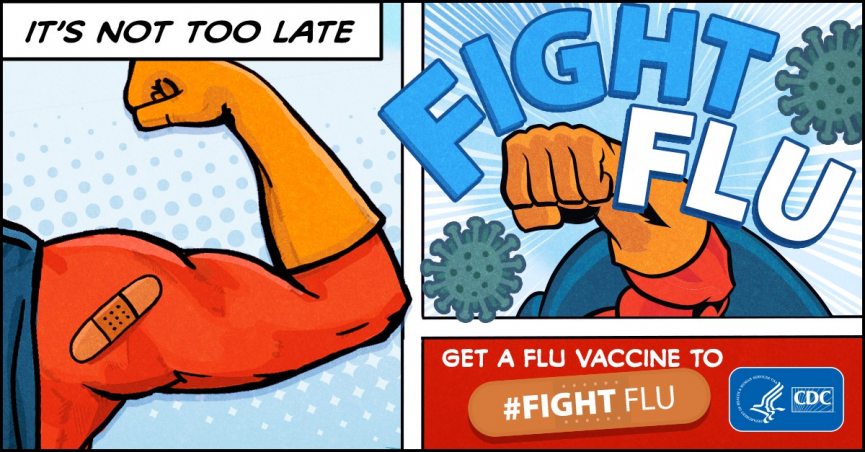Superhero comic "Its not too late to fight flu" Images