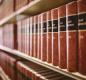Law books on a shelf.