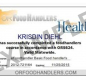 Food Handler Certification Card